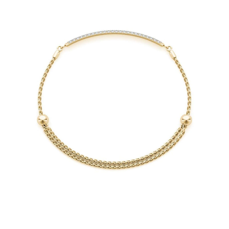 18K Solid Gold 0.75 Ct Natural Diamond Three-Row Bar Bracelet - View 7 | Riyanika Jewels