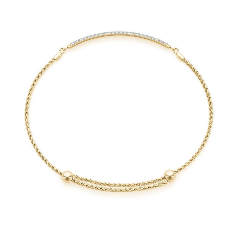 18K Solid Gold 0.75 Ct Natural Diamond Three-Row Bar Bracelet - Close Up | Riyanika Jewels