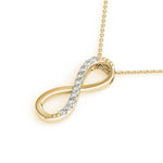 18K Solid Gold Natural Diamond Infinity Pendant Necklace - Close Up | Riyanika Jewels