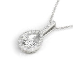 14K 1ct Lab Grown Diamond Pear Cut Halo Pendant Necklace