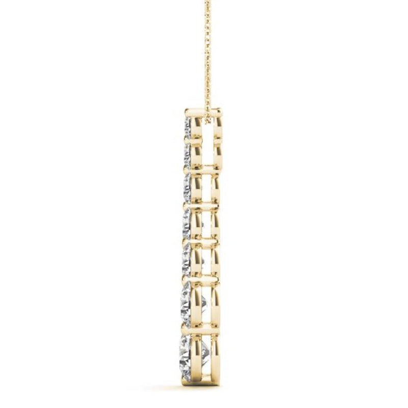 18K Solid Gold Graduated Journey Lab Grown Diamond Pendant Necklace - Detail | Riyanika Jewels