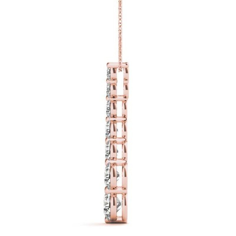 18K Solid Gold Graduated Journey Lab Grown Diamond Pendant Necklace - Close Up | Riyanika Jewels