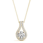 14K Lab Grown Diamond Halo Pendant Necklace