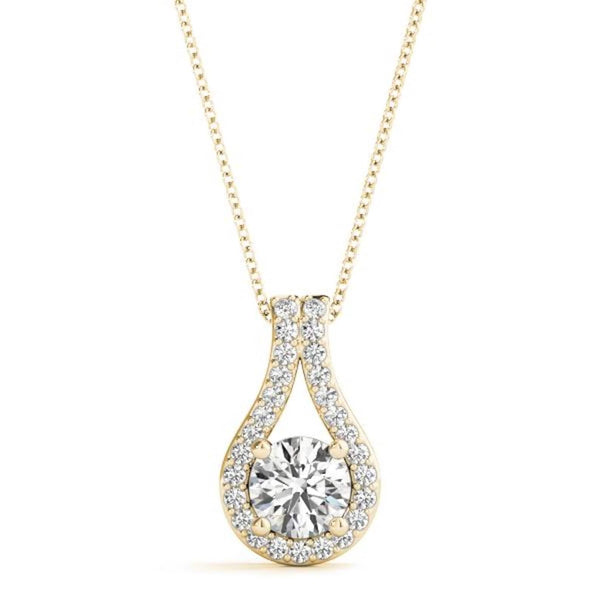 14K Lab Grown Diamond Halo Pendant Necklace