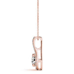 18K Solid Gold Teardrop Halo Lab Grown Diamond Pendant Necklace - Side View | Riyanika Jewels