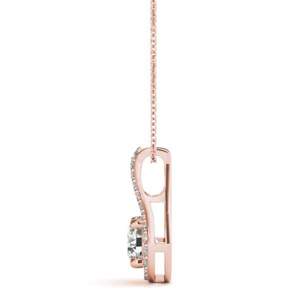 14K Lab Grown Diamond Halo Pendant Necklace