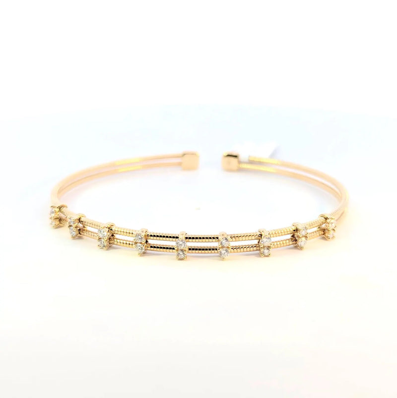 14K Solid Gold Flexible Natural Diamond Bracelet