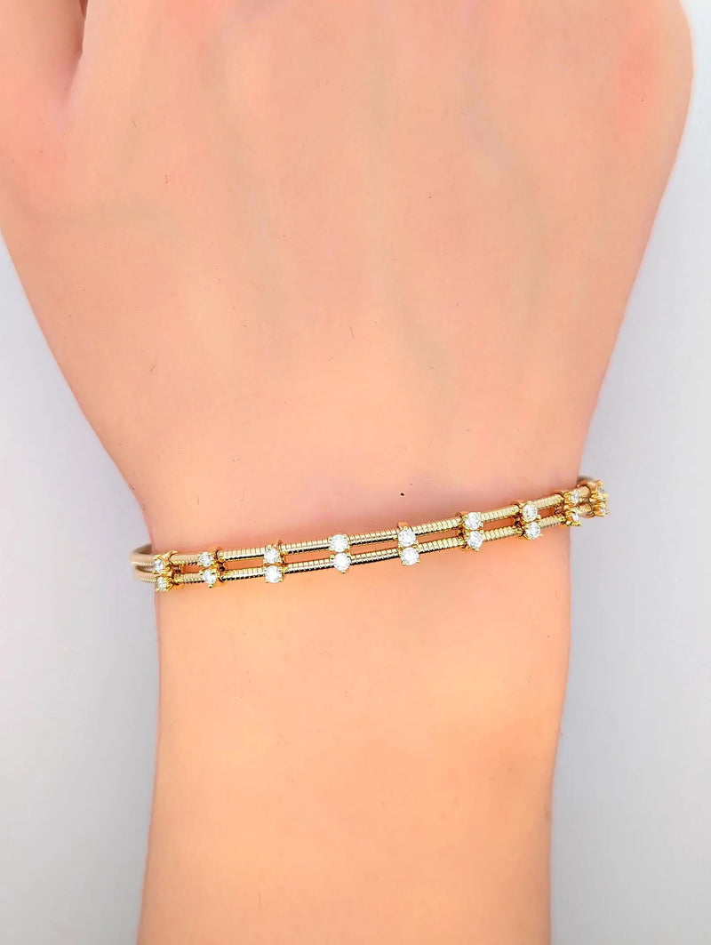 14K Solid Gold Flexible Natural Diamond Bracelet