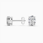 14K Natural Diamond Oval Cut Stud Earrings