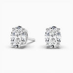 14K Natural Diamond Oval Cut Stud Earrings