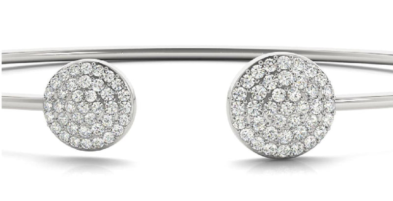 18K Solid Gold 0.50 CTTW Natural Diamond Open Bangle Bracelet - Detail | Riyanika Jewels
