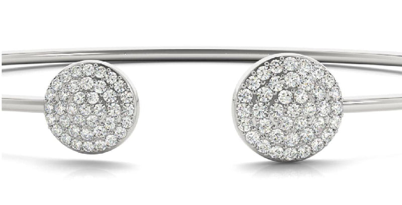 14K Solid Gold 0.50 CTTW Natural Diamond Open Bangle Bracelet