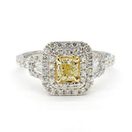 18K Solid Gold Cushion Lab Grown Yellow Diamond 1.14 Carat Cocktail Ring - Detail | Riyanika Jewels