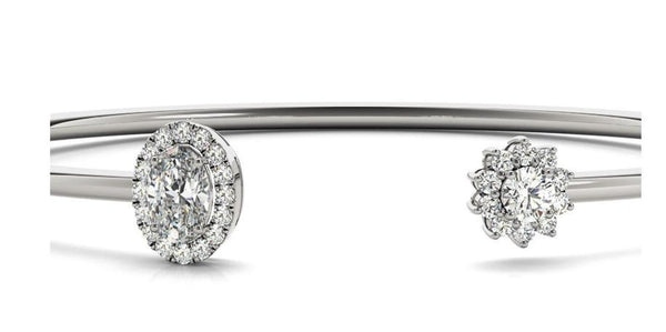 18K Solid Gold 1.50 CT Natural Diamond Open Flexi Bangle - Side View | Riyanika Jewels