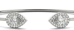 18K Solid Gold 1.75ct Open Bangle Bracelet with Pear-Shaped Halo Lab Grown Diamond - Side View