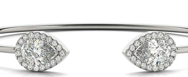 14K 1.75ct Lab Grown Diamond Pear Cut Halo Bangle