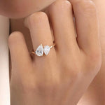 Twin Pear Harmony 18K Gold Lab Grown Diamond Toi et Moi Engagement Ring - Detail | Riyanika Jewels