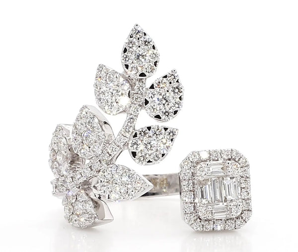 18K Solid Gold Baguette Lab Grown Diamond 1.40 Carat Cocktail Ring | Riyanika Jewels