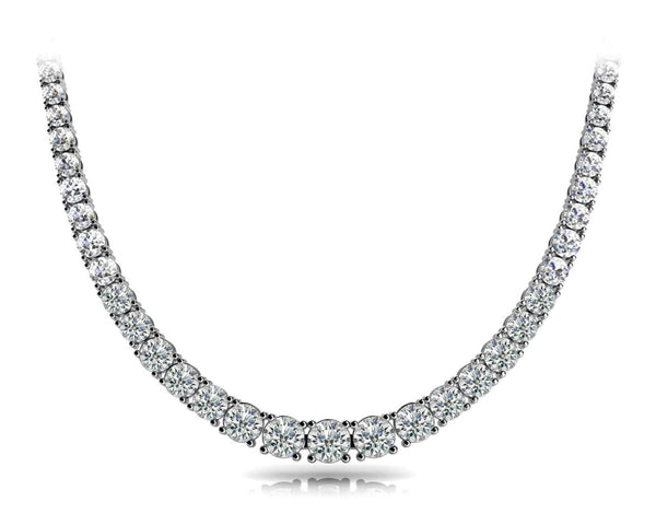 18K Solid Gold Lab Grown Diamond Graduated Tennis Necklace - Side View | Riyanika Jewels