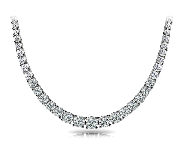 14K Solid Gold Lab Grown Diamond Graduated Tennis Necklace