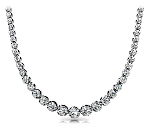 14K 5ct Natural Diamond Tennis Necklace