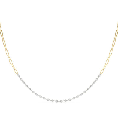 18K Solid Gold 0.75 CTW Natural Diamond Paperclip Chain Necklace