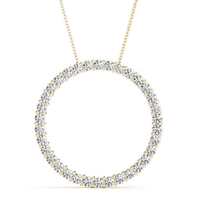 18K Solid Gold 1.00 CTW Natural Diamond Circle Pendant Necklace