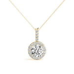 14K Lab Grown Diamond Halo Pendant Necklace