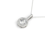 14K Lab Grown Diamond Halo Pendant Necklace