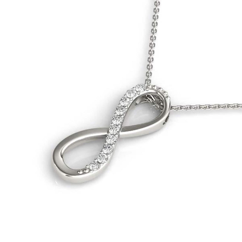 18K Solid Gold Natural Diamond Infinity Pendant Necklace - View 6 | Riyanika Jewels