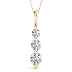 14K Natural Diamond Three Stone Pendant