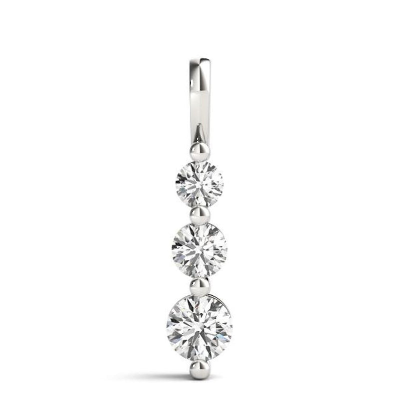 18K Solid Gold Lab Grown Diamond Three-Stone Drop Pendant - Detail | Riyanika Jewels