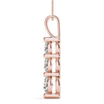 18K Solid Gold Natural Diamond Three-Stone Drop Pendant