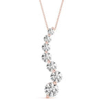 18K Solid Gold Graduated Journey Natural Diamond Pendant Necklace - View 6 | Riyanika Jewels