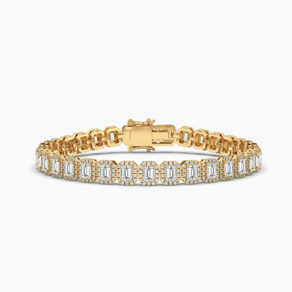 18k Solid Gold Natural Diamond Halo Bridal Jewelry Bracelet | Stackable Infinity Bracelet