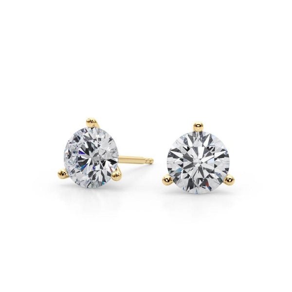 18K Solid Gold 1.00 CTW Natural Diamond Martini-Set Stud Earrings - Side View | Riyanika Jewels