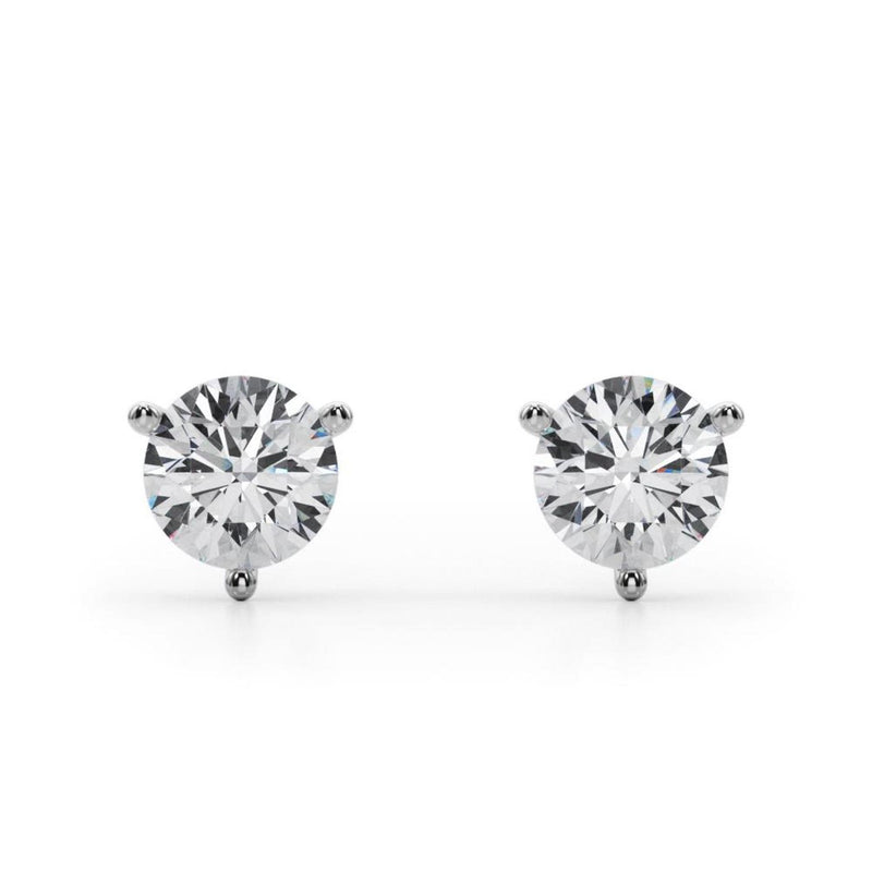 18K Solid Gold 1.00 CTW Natural Diamond Martini-Set Stud Earrings