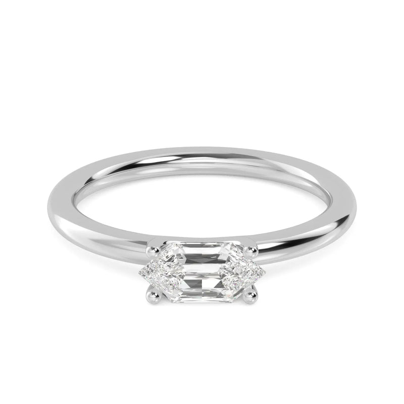 18K Solid Gold 0.70 Ct Hexagon Natural Diamond Solitaire Engagement Ring