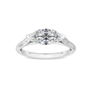 14K 1ct Natural Diamond Marquise Cut Solitaire Engagement Ring