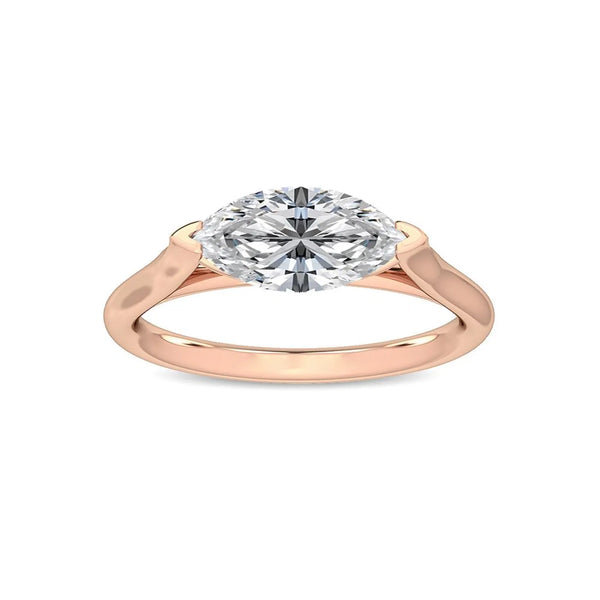 18K Solid Gold 1.17 Ct Marquise Diamond Split Shank Solitaire Engagement Ring - Side View | Riyanika Jewels