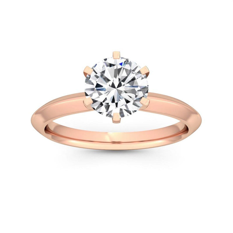 14K 1ct Natural Diamond Round Cut Solitaire Ring