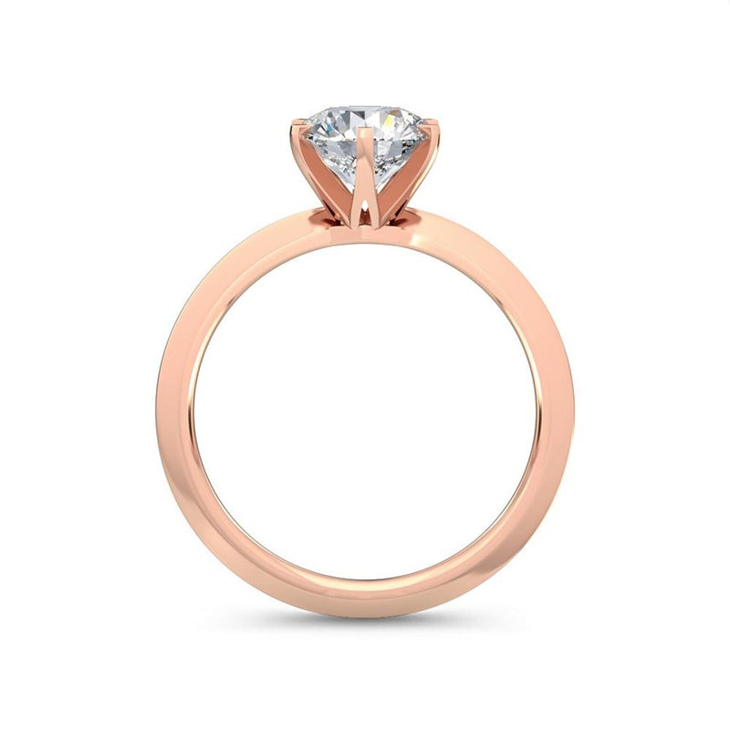 18K Solid Gold 1 Carat Round Cut Natural Diamond Solitaire Ring - Side View | Riyanika Jewels