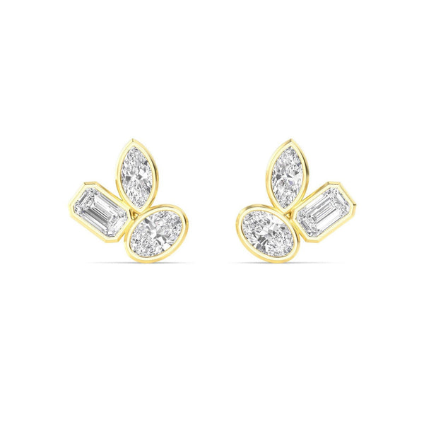 14K 2.06ct Lab Grown Diamond Oval Cut Cluster Stud Earrings