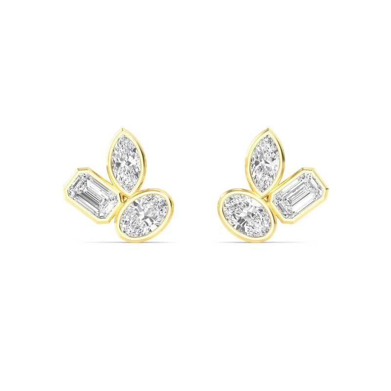 14K 2.06ct Lab Grown Diamond Oval Cut Cluster Stud Earrings