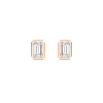 1.08 Ct Lab Grown Diamond Stud Earrings Emerald Bezel Set in 18K Solid Gold - Side View | Riyanika Jewels