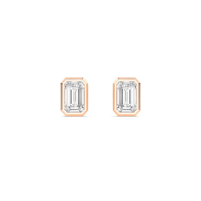 14K 1.08ct Emerald Bezel Stud Earrings