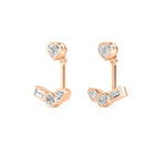 18K Solid Gold 1.33 Ct Lab Grown Diamond Heart Stud Earrings - Side View | Riyanika Jewels