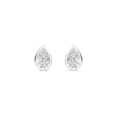 14K 1.12ct Natural Diamond Pear Cut Bezel Stud Earrings