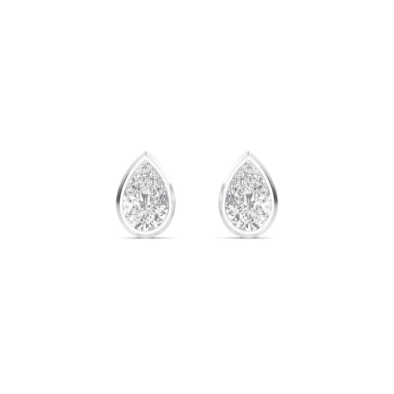 14K 1.12ct Natural Diamond Pear Cut Bezel Stud Earrings