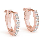 14K Solid Gold Natural Diamond Huggie Earrings – Shared Prong Setting